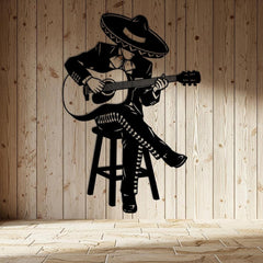 Mariachi Guitarist Metal Wall Decor