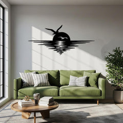 Sunset Seagull Metal Wall Decor
