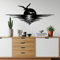 Sunset Seagull Metal Wall Decor