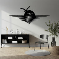 Sunset Seagull Metal Wall Decor
