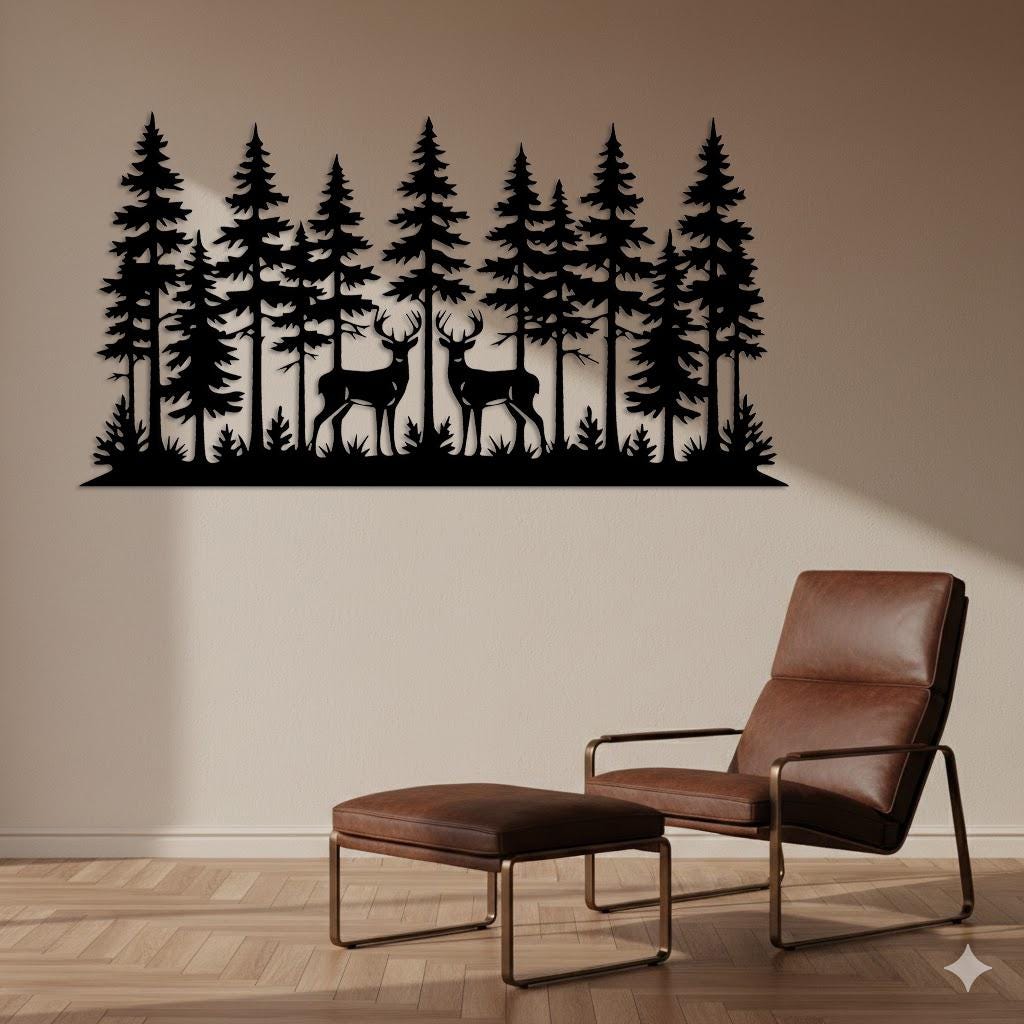 Deer Forest Metal Wall Art