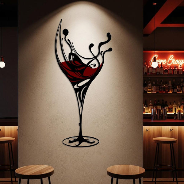 Colorful Wine Glass Metal Wall Decor