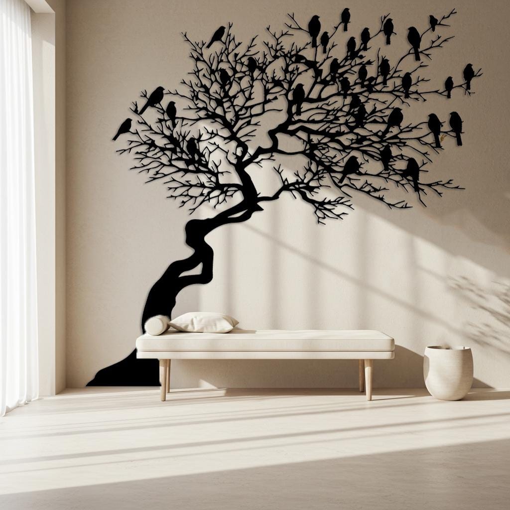 Tree on Cliff Metal Wall Decor