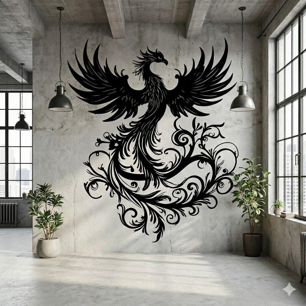 Gothic Phoenix Metal Wall Decor