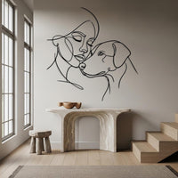 Minimalist Woman and Dog Metal Wall Decor