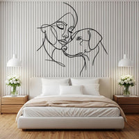 Minimalist Woman and Dog Metal Wall Decor