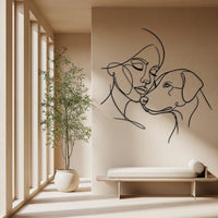 Minimalist Woman and Dog Metal Wall Decor