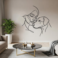 Minimalist Woman and Dog Metal Wall Decor