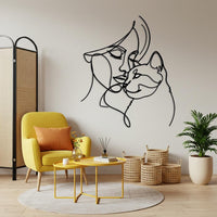 Minimalist Woman and cat Metal Wall Decor