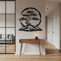 Bonsai Tree with Enso Circle Wall Art