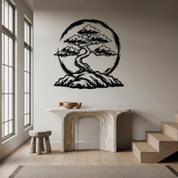 Bonsai Tree with Enso Circle Wall Art