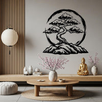 Bonsai Tree with Enso Circle Wall Art