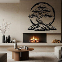 Bonsai Tree with Enso Circle Wall Art