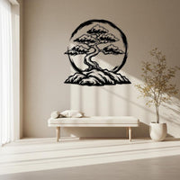 Bonsai Tree with Enso Circle Wall Art