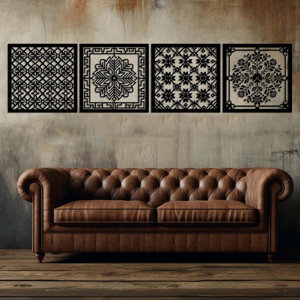 Folk Tile Metal Wall Art
