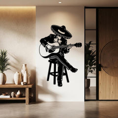 Mariachi Guitarist Metal Wall Decor