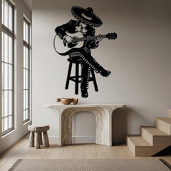 Mariachi Guitarist Metal Wall Decor