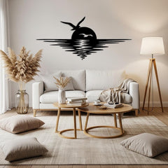 Sunset Seagull Metal Wall Decor