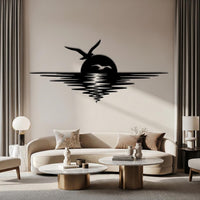 Sunset Seagull Metal Wall Decor