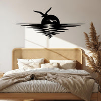 Sunset Seagull Metal Wall Decor