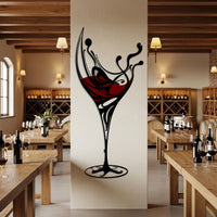 Colorful Wine Glass Metal Wall Decor