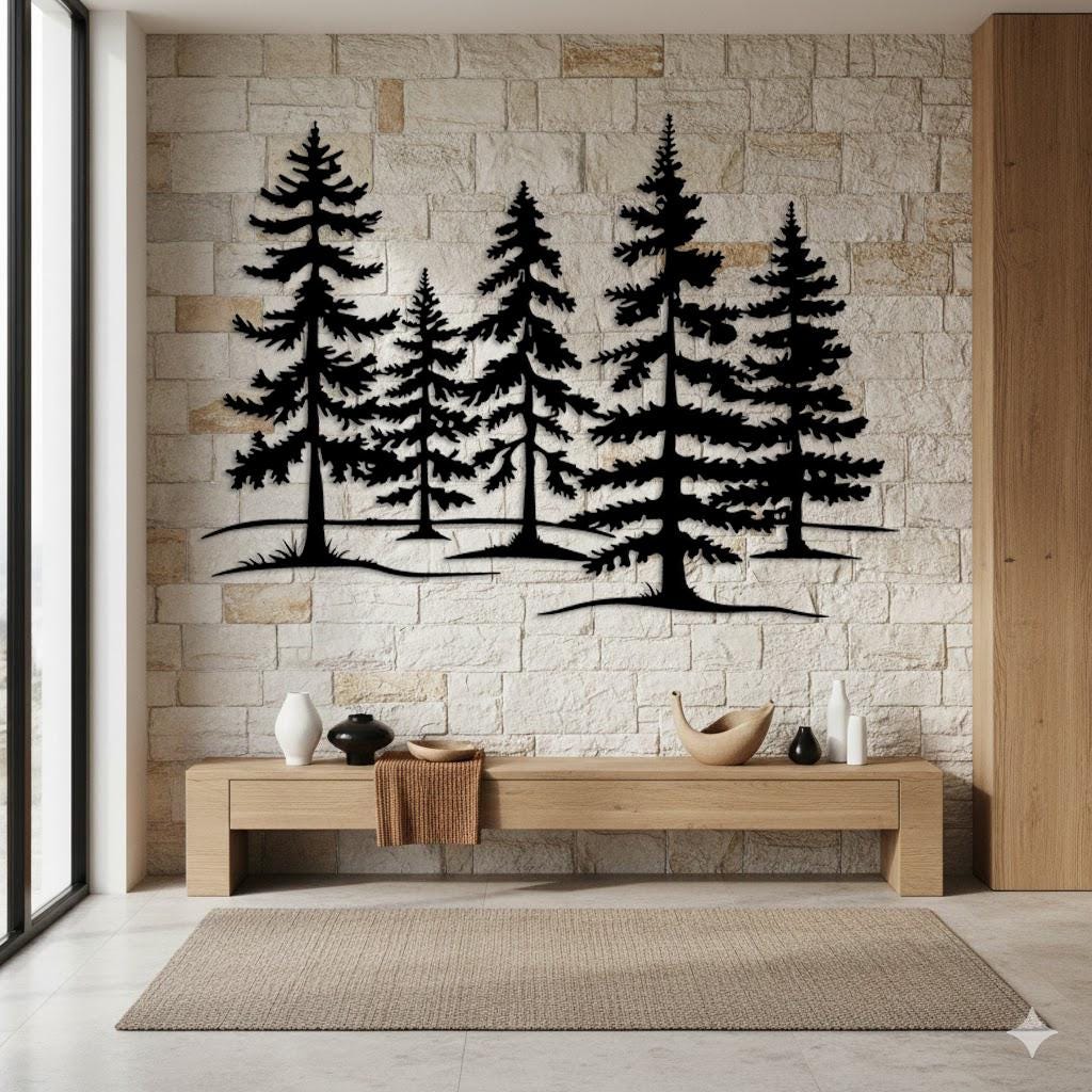 Pine Forest Metal Wall Decor
