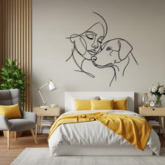 Minimalist Woman and Dog Metal Wall Decor