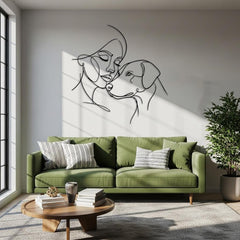 Minimalist Woman and Dog Metal Wall Decor