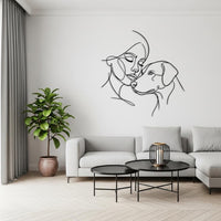 Minimalist Woman and Dog Metal Wall Decor