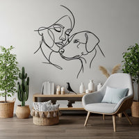 Minimalist Woman and Dog Metal Wall Decor