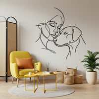 Minimalist Woman and Dog Metal Wall Decor
