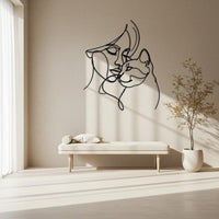 Minimalist Woman and cat Metal Wall Decor