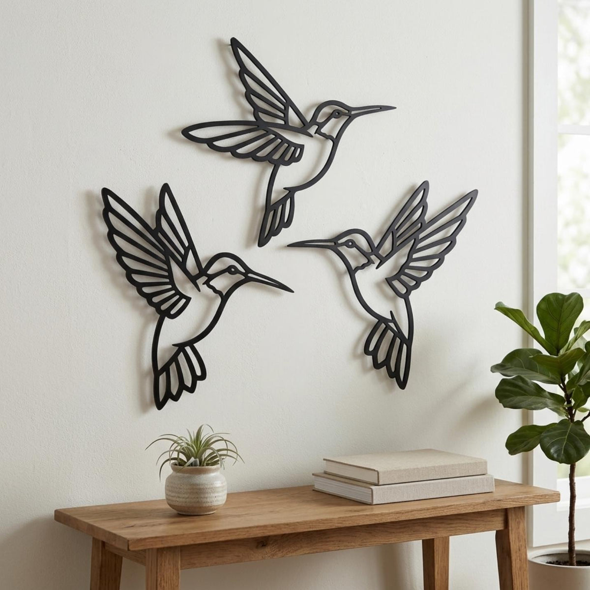 Minimalist Hummingbird Metal Wall Decor