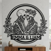 personalized skeleton couple wall art