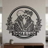 personalized skeleton couple wall art