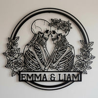 personalized skeleton couple wall art