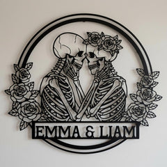 personalized skeleton couple wall art