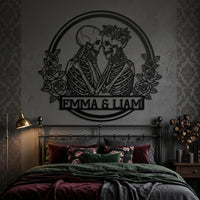 personalized skeleton couple wall art