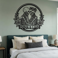 personalized skeleton couple wall art