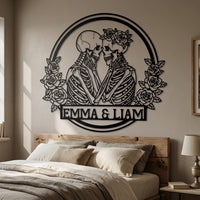 personalized skeleton couple wall art