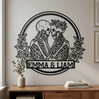 personalized skeleton couple wall art
