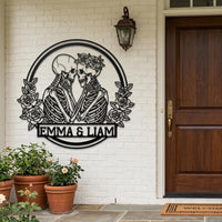 personalized skeleton couple wall art