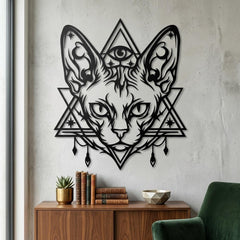 mystical cat metal wall decor