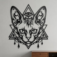 mystical cat metal wall decor