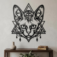 mystical cat metal wall decor