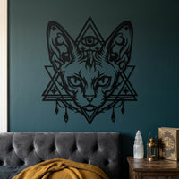 mystical cat metal wall decor