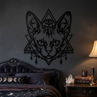 mystical cat metal wall decor