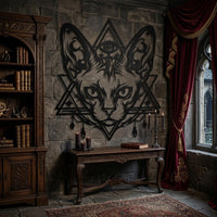 mystical cat metal wall decor