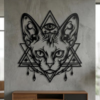 mystical cat metal wall decor
