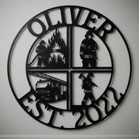 custom firefighter metal sign